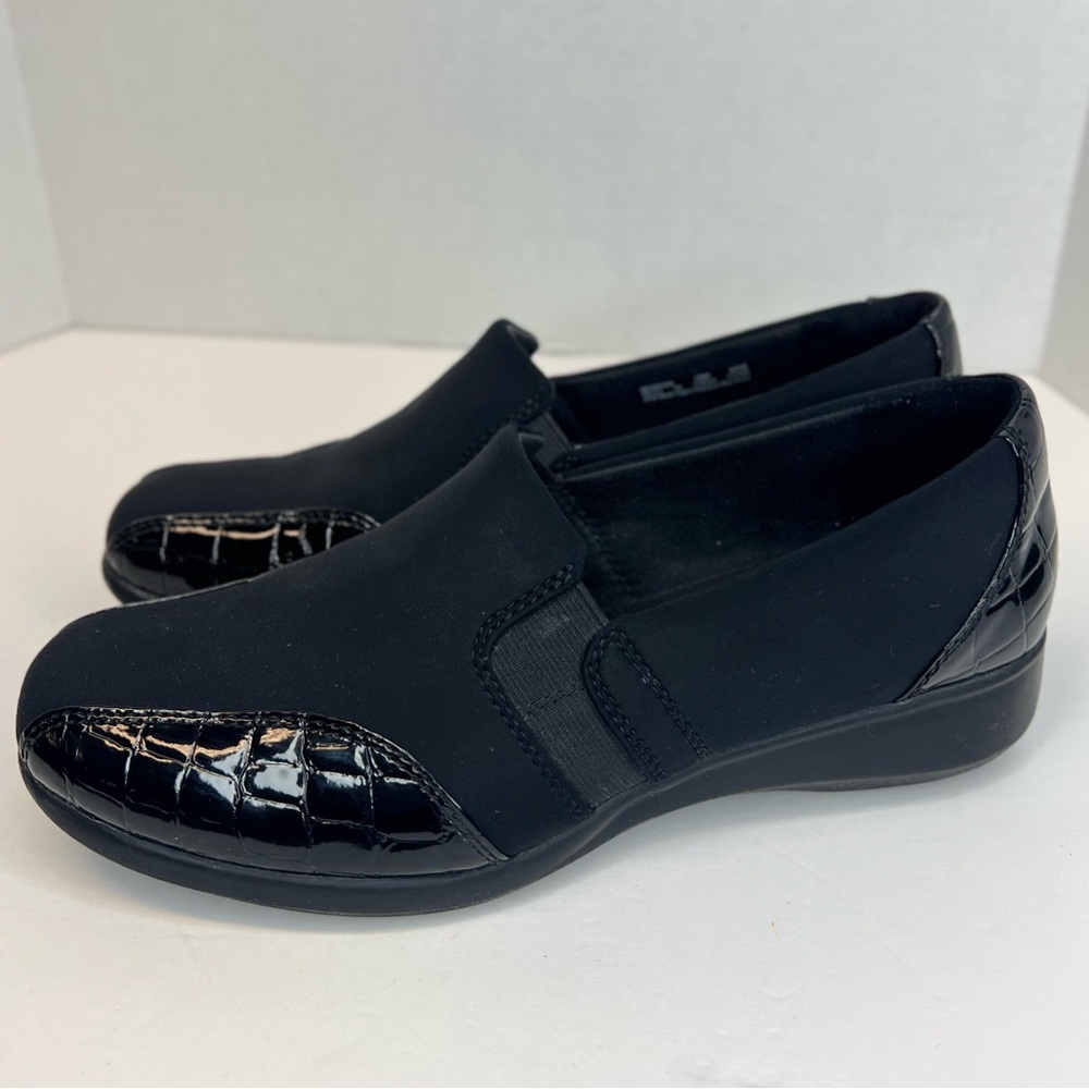 Clarks Collection Gael Rex Black Croc Print Loafer Shoes 26102169 Size 10M XLNT